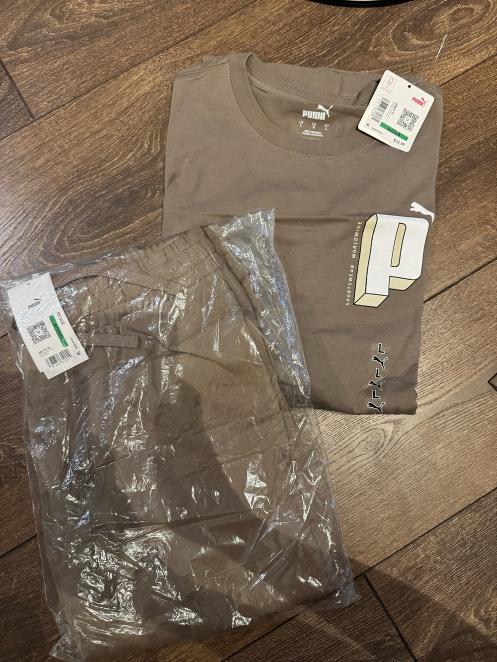 Puma Men's Taupe Brown Sweatpants & Tee Set